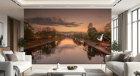 Reflective Sunset Canal Waters Wall Mural