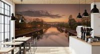 Reflective Sunset Canal Waters Wall Mural