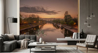 Reflective Sunset Canal Waters Wall Mural