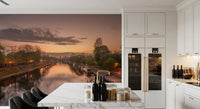 Reflective Sunset Canal Waters Wall Mural