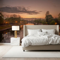 Reflective Sunset Canal Waters Wall Mural