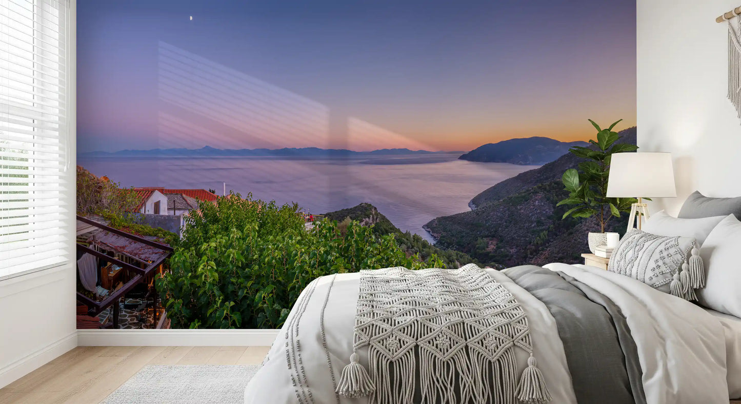 Mediterranean Twilight Village Vista Wall Mural