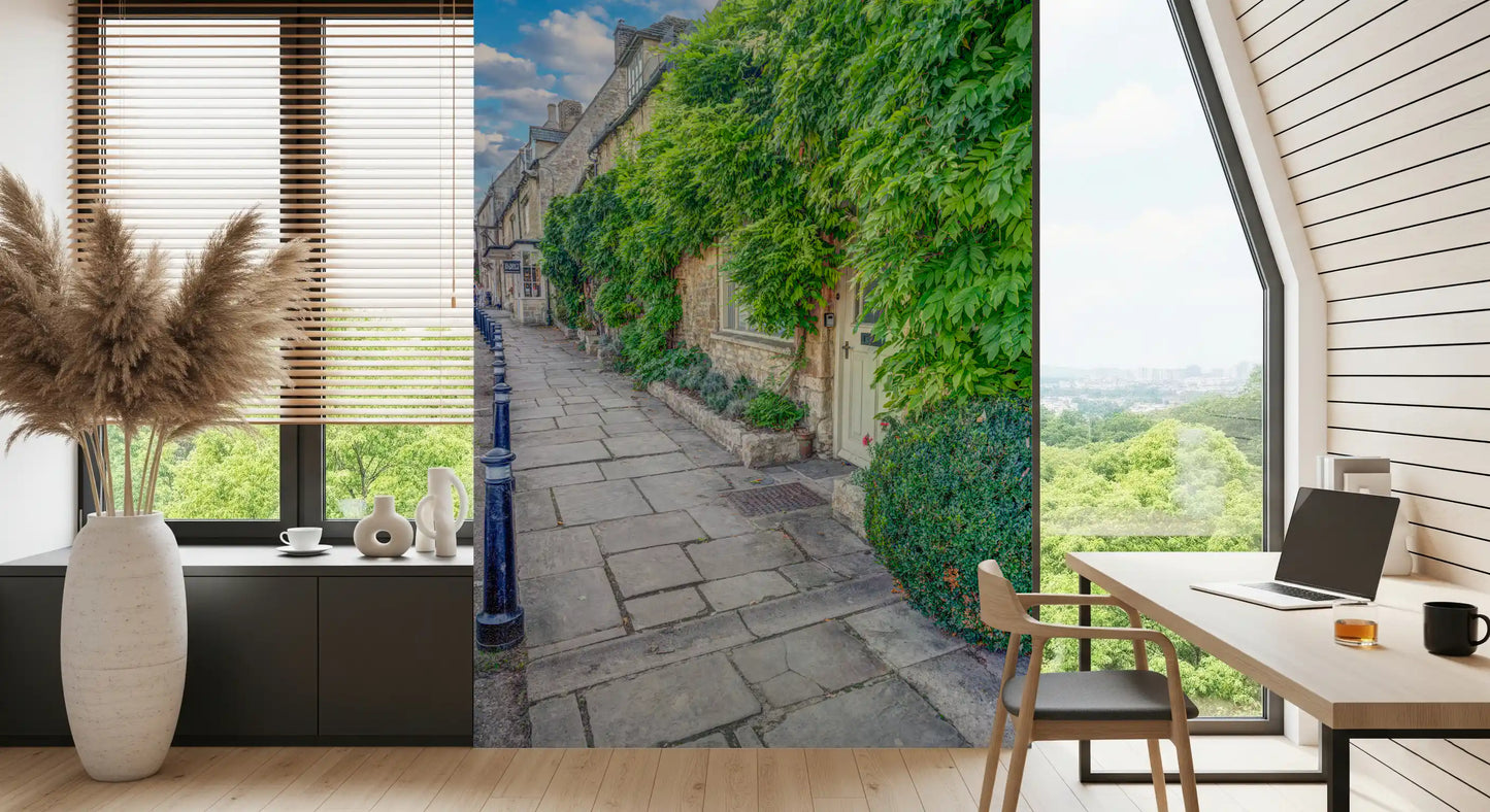 Rustic Stone Path and Climbing Ivy Wall Mural