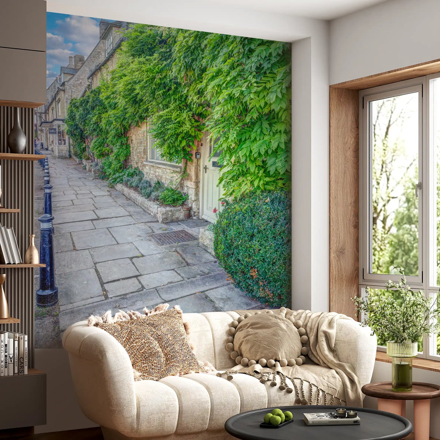 Rustic Stone Path and Climbing Ivy Wall Mural