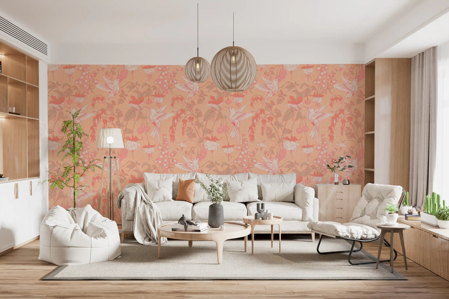 Hummingbird and Fuchsia Garden Wallpaper⁠