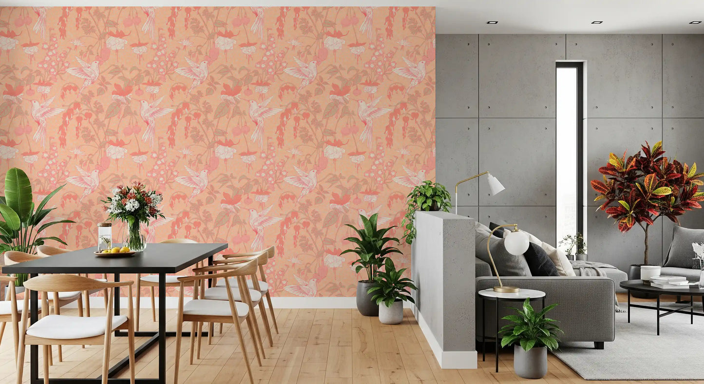 Hummingbird and Fuchsia Garden Wallpaper⁠