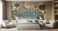 Serene Lotus Pond and Pavilion Vista Wall Mural