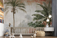 Vintage Coastal Garden Balustrade Wall Mural