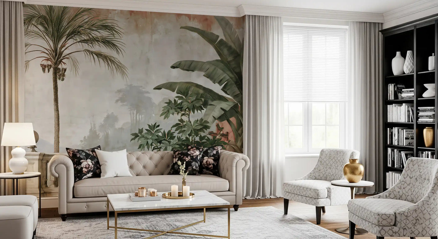 Vintage Coastal Garden Balustrade Wall Mural
