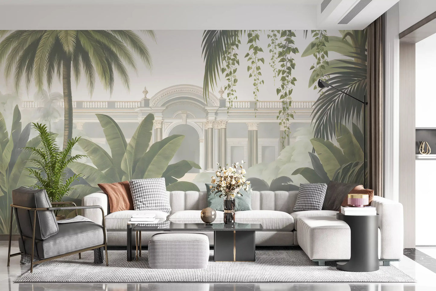Neoclassical Tropical Garden Retreat Wall Mural