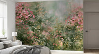 Impressionist Pink Blossom Meadow Wall Mural
