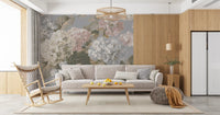 Slate Gray Botanical Hydrangea Bloom Wall Mural