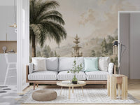 Serene Park Pond and Classical Architecture Wall Mural