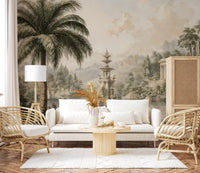 Serene Park Pond and Classical Architecture Wall Mural