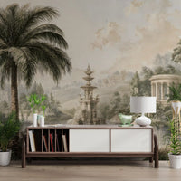 Serene Park Pond and Classical Architecture Wall Mural