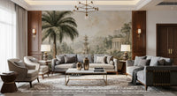 Serene Park Pond and Classical Architecture Wall Mural