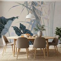 Serene Tropical Botanical Illustration Wall Mural