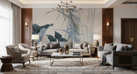 Serene Tropical Botanical Illustration Wall Mural