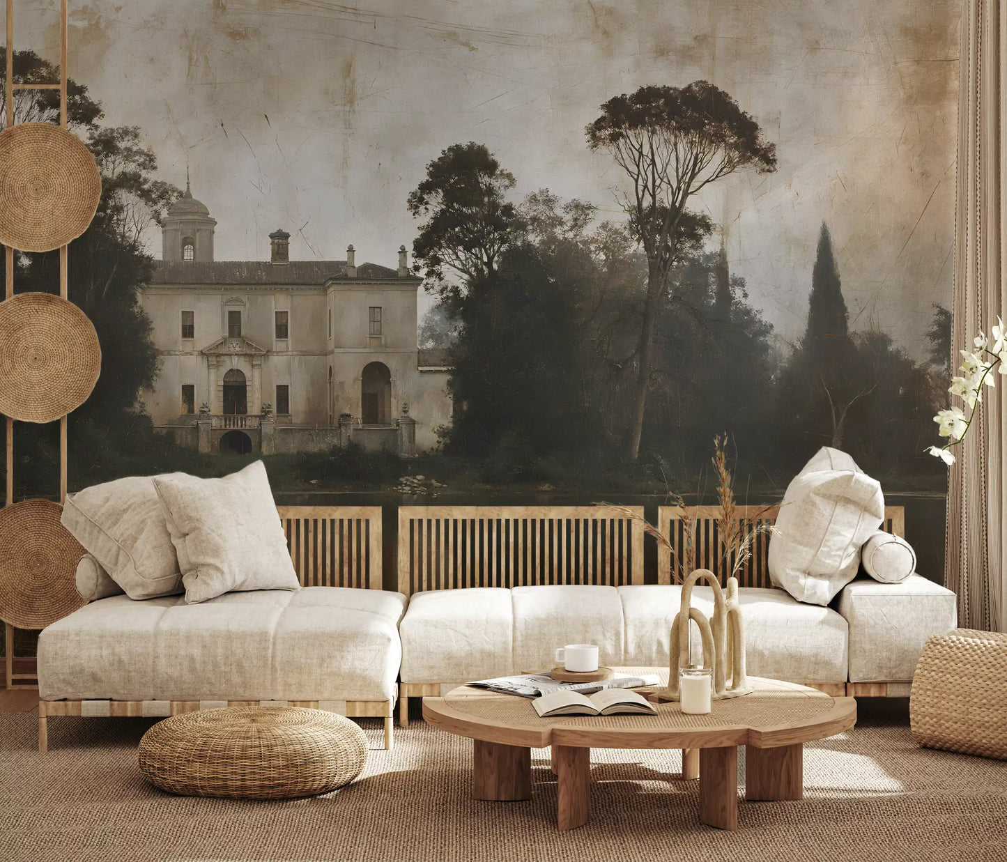 Rustic Italian Villa Lakeside Manor Wall Mural