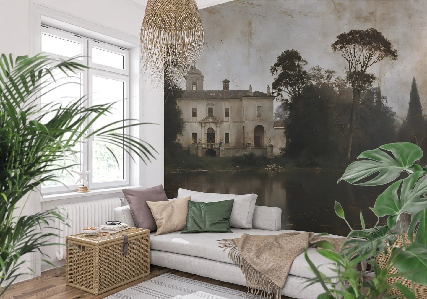 Rustic Italian Villa Lakeside Manor Wall Mural