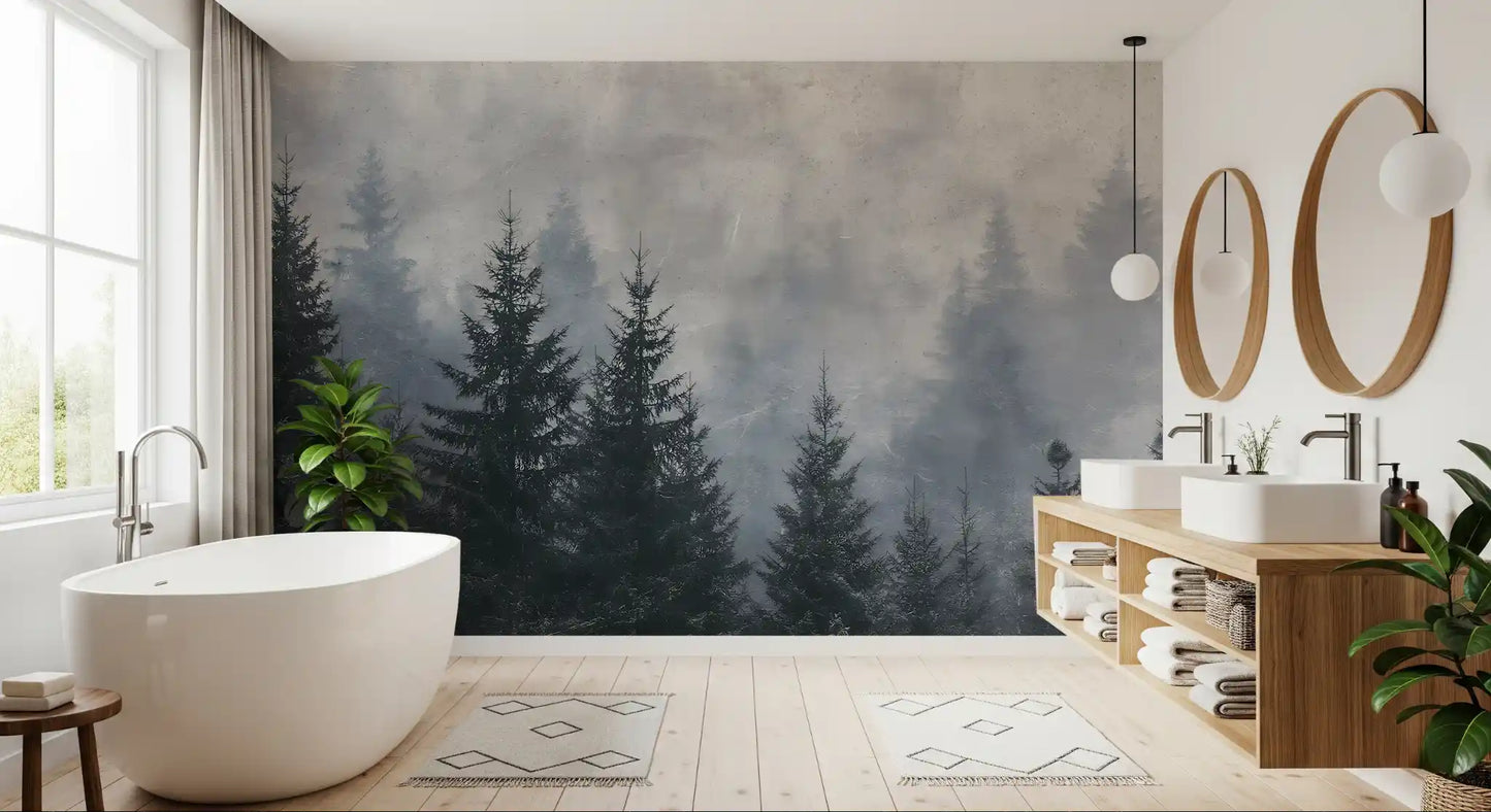 Atmospheric Evergreen Woodland Wall Mural