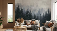 Atmospheric Evergreen Woodland Wall Mural
