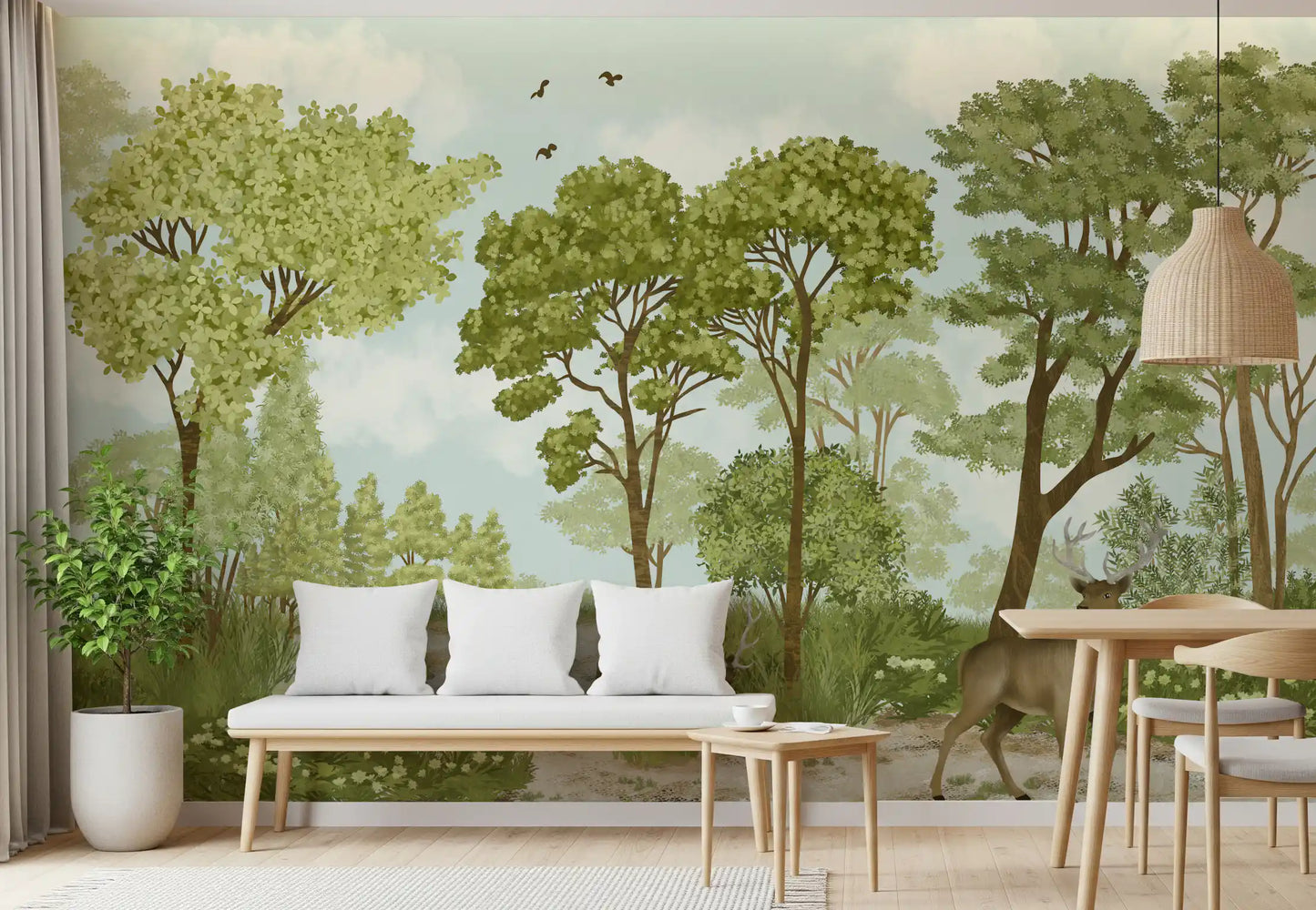 Enchanted Woodland Deer Sanctuary Wall Mural