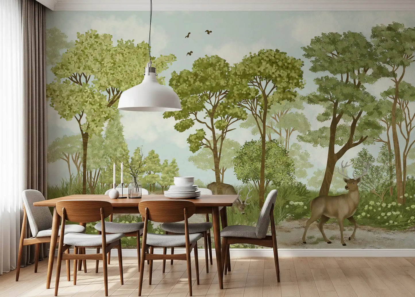 Enchanted Woodland Deer Sanctuary Wall Mural