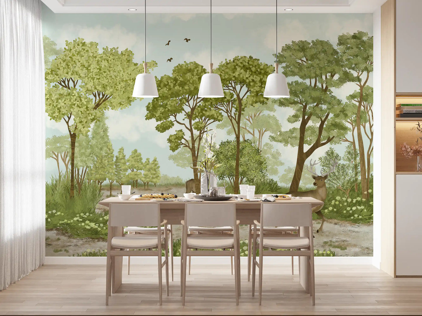 Enchanted Woodland Deer Sanctuary Wall Mural