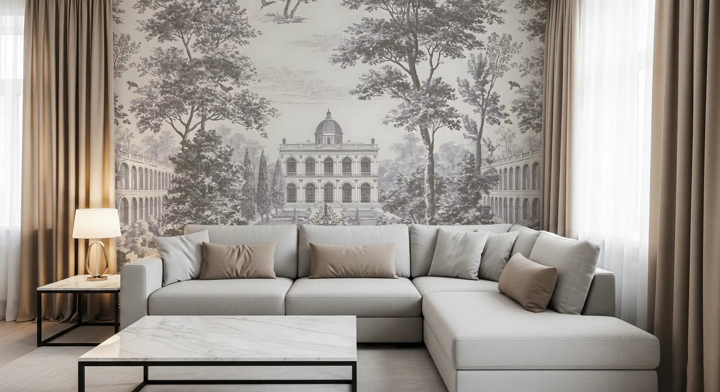 Grand Estate Garden Scene Wall Mural