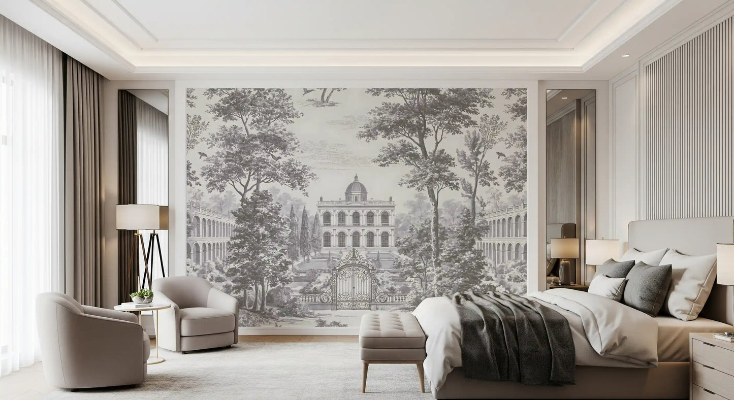 Grand Estate Garden Scene Wall Mural