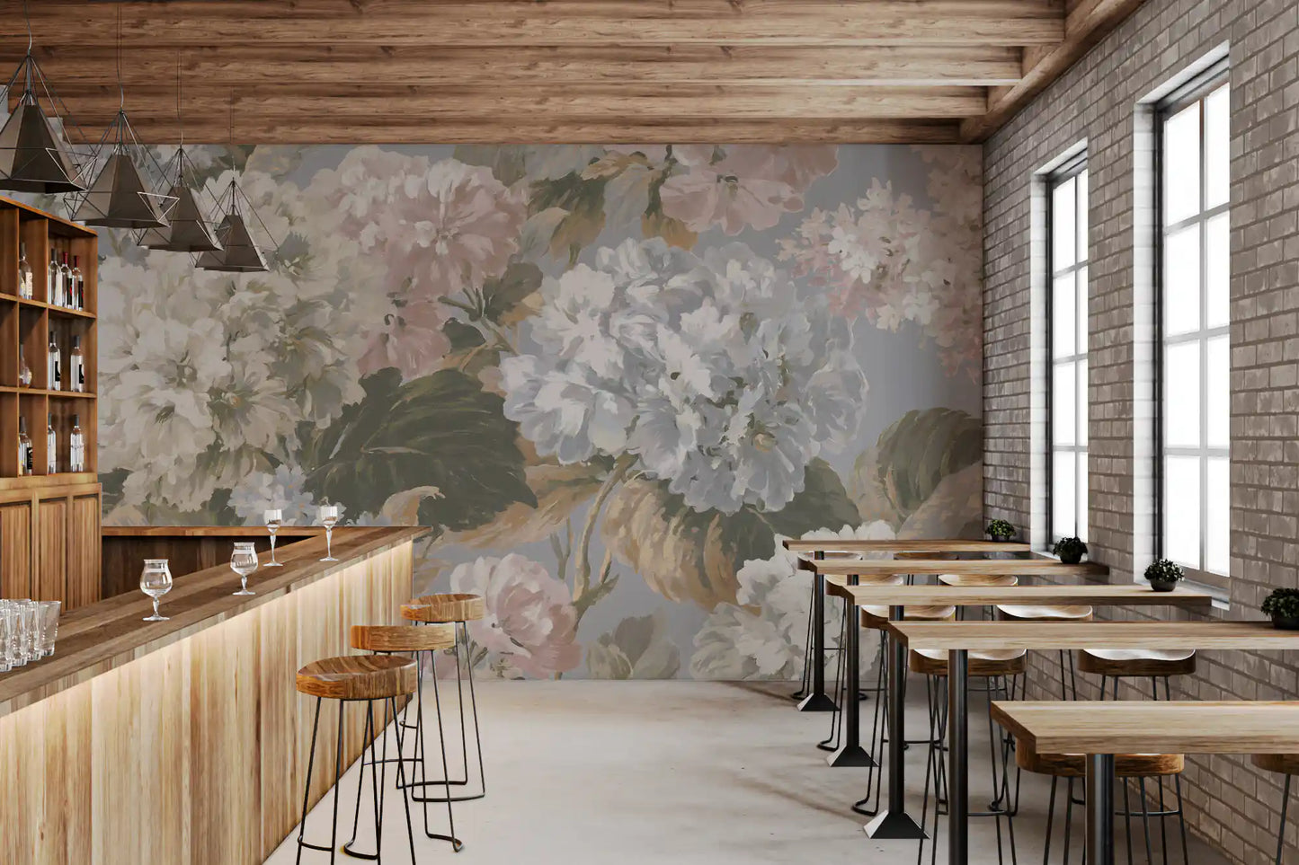 Vintage Hydrangea Botanical Garden Wall Mural