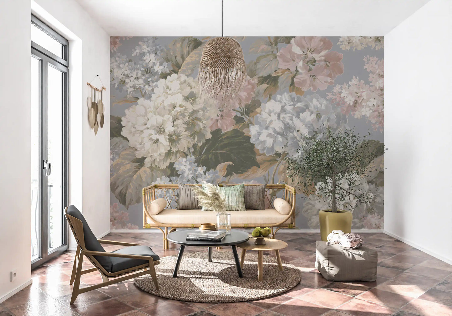Vintage Hydrangea Botanical Garden Wall Mural