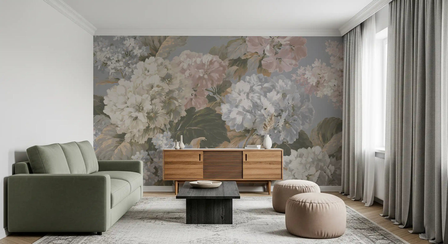 Vintage Hydrangea Botanical Garden Wall Mural