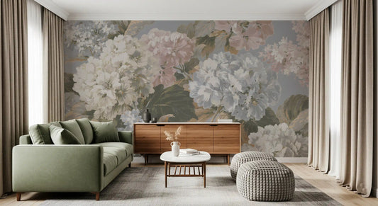 Vintage Hydrangea Botanical Garden Wall Mural