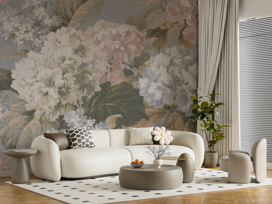 Vintage Hydrangea Botanical Garden Wall Mural