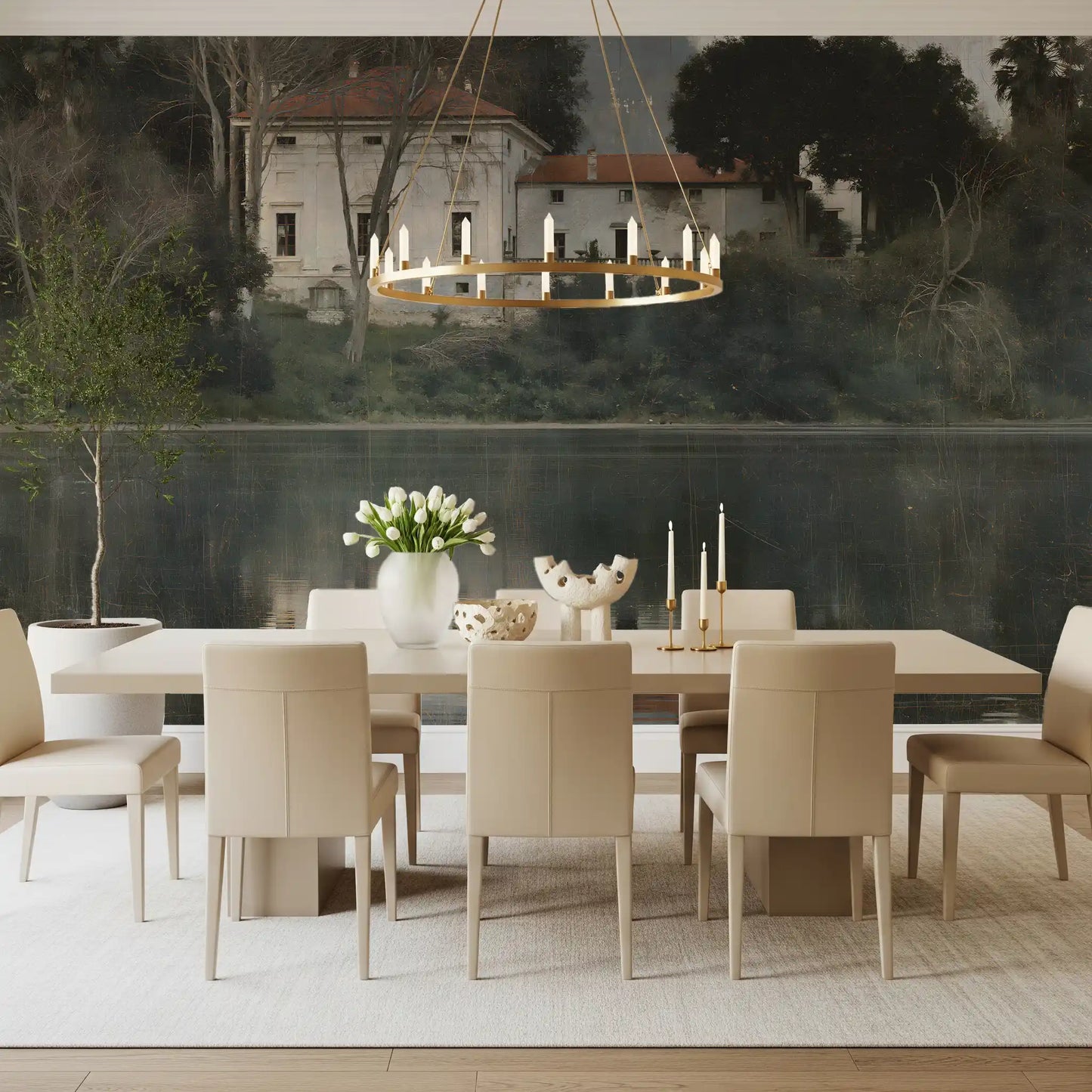 Aged European Estate Reflections Wall Mural