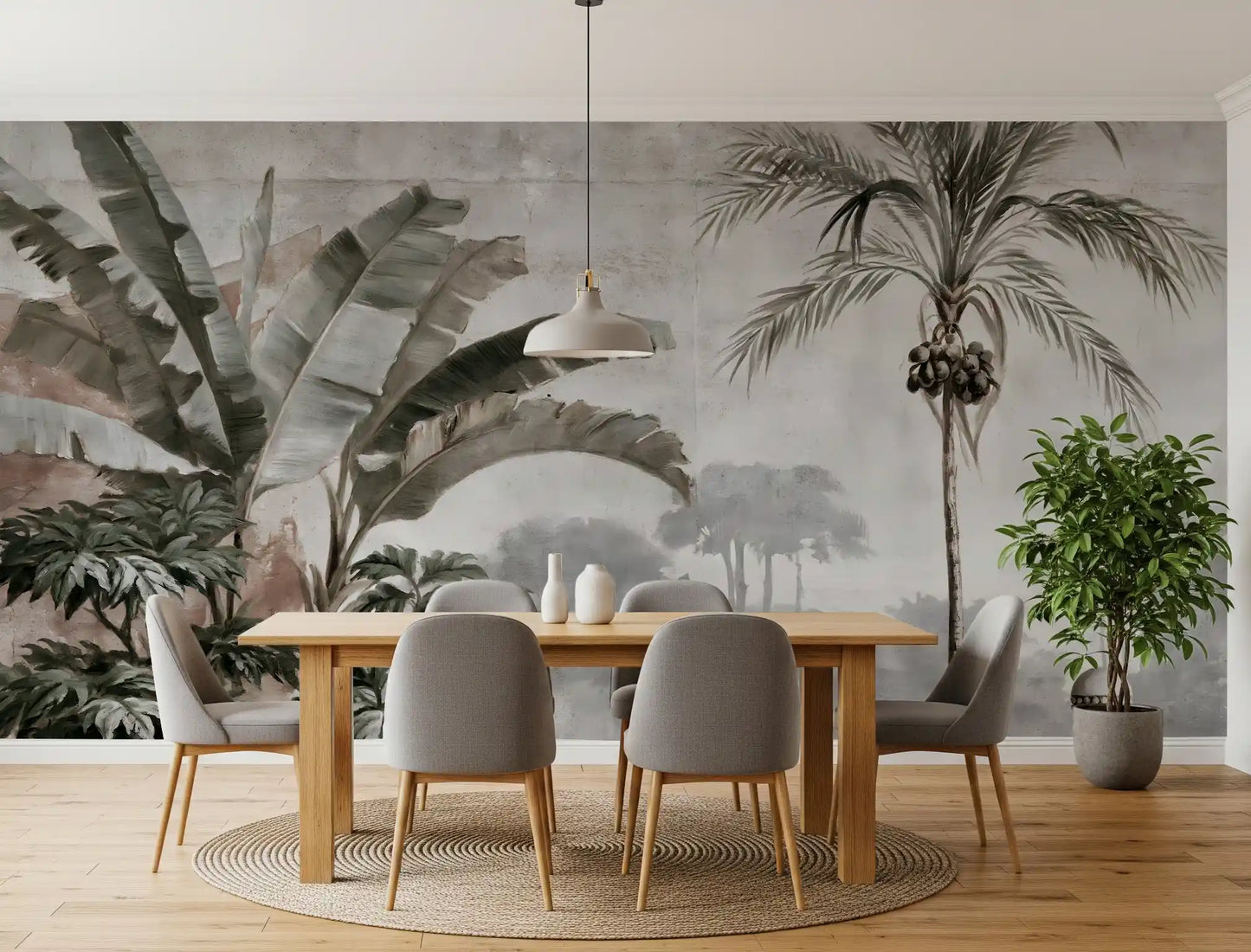 Vintage Tropical Balustrade Scene Wall Mural