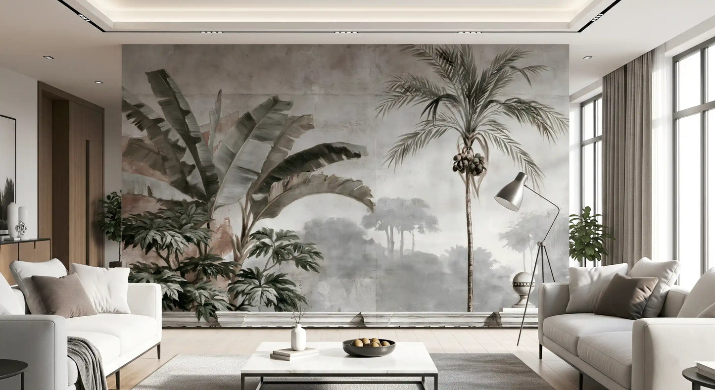 Vintage Tropical Balustrade Scene Wall Mural