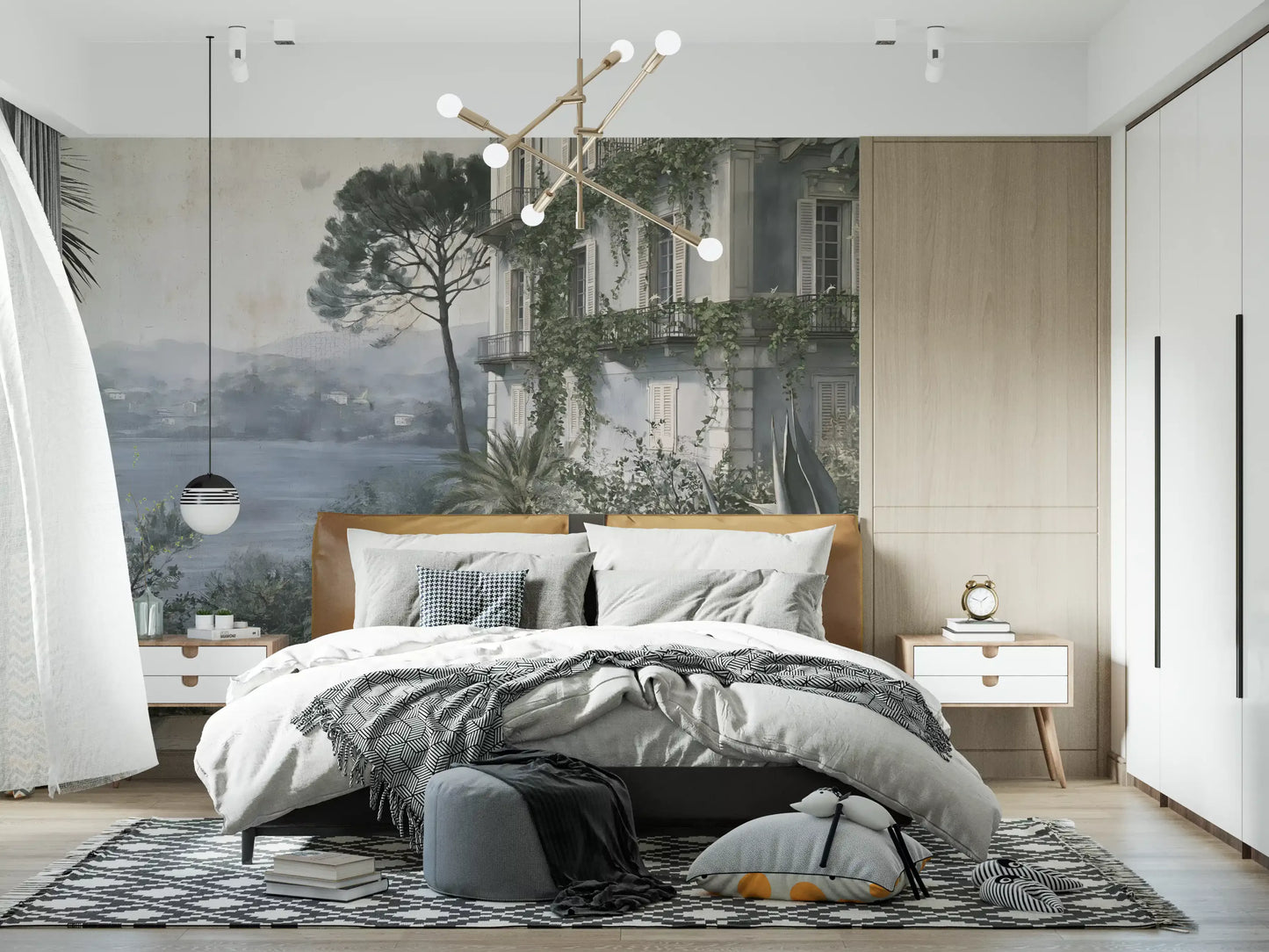 Italian Lakeside Villa Retreat Wall Mural