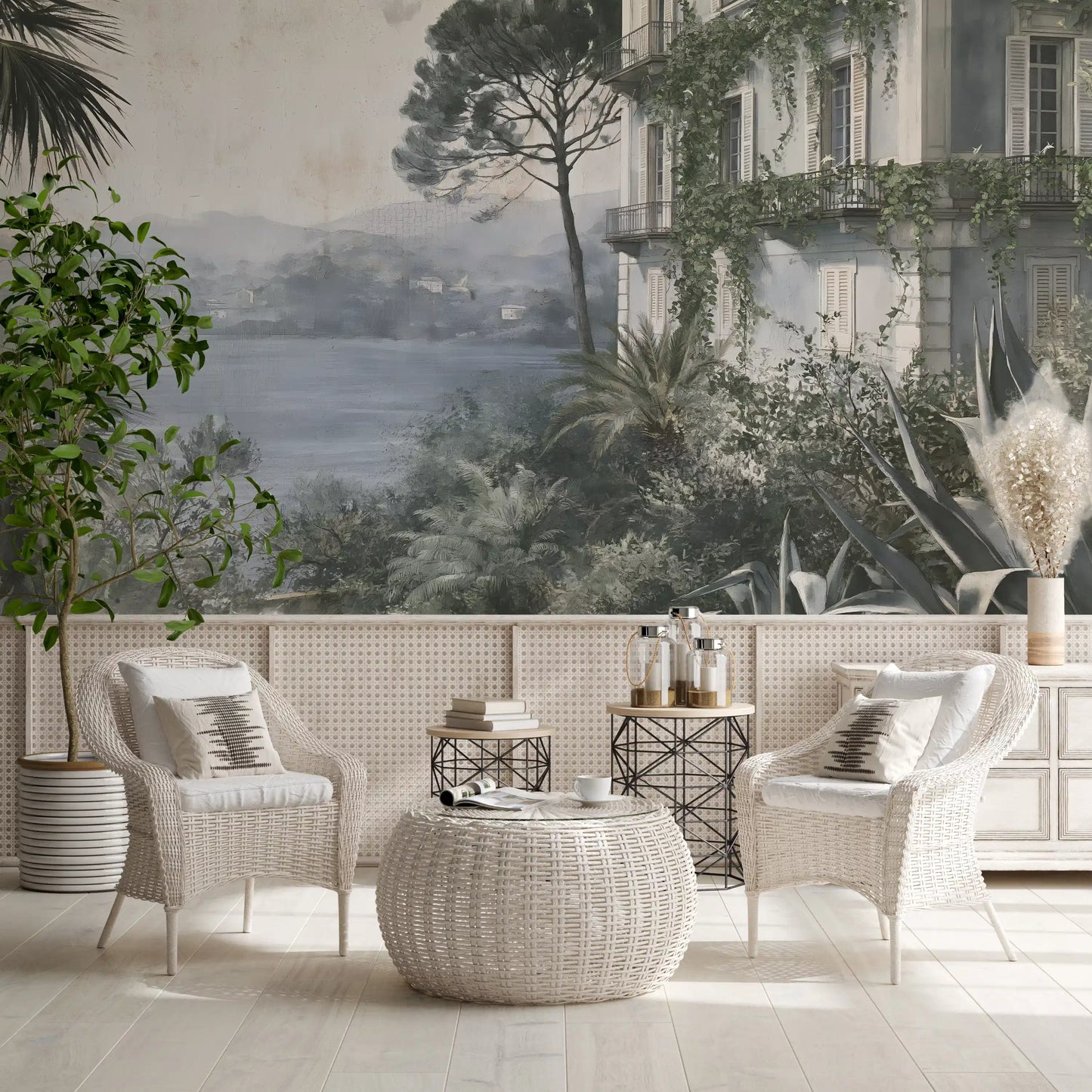 Italian Lakeside Villa Retreat Wall Mural