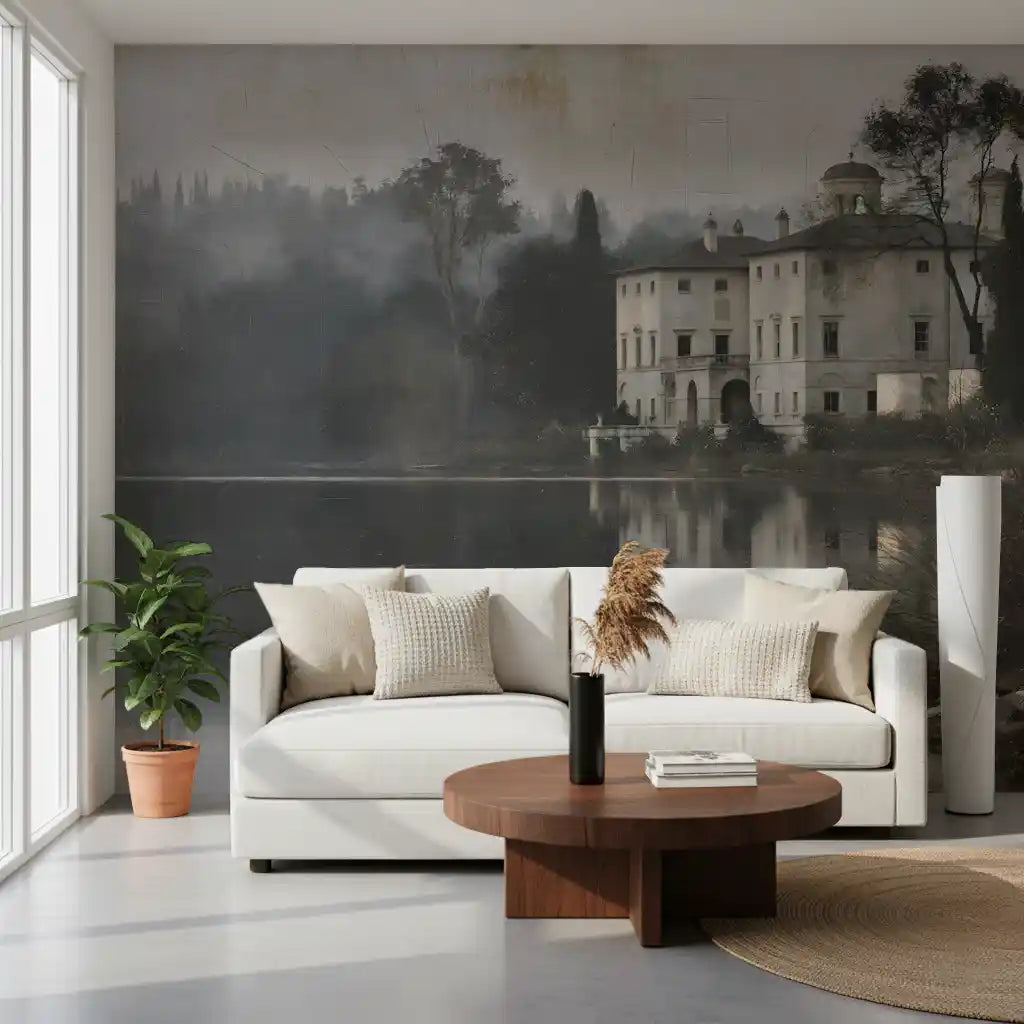 Aged Canvas Waterfront Retreat Wall Mural