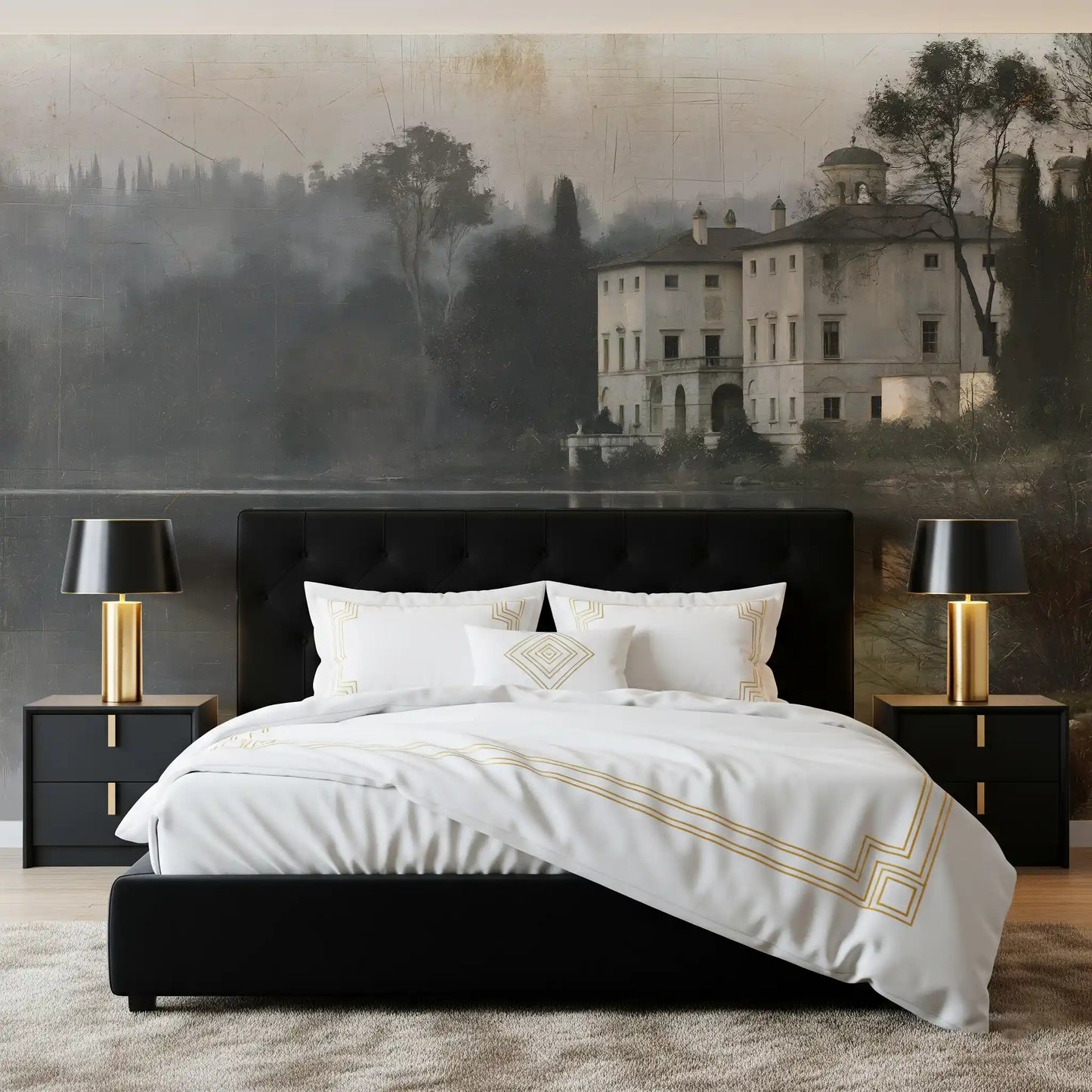 Aged Canvas Waterfront Retreat Wall Mural