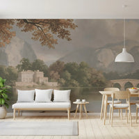 Hazy Mountain Lake Retreat Wall Mural
