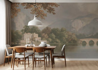 Hazy Mountain Lake Retreat Wall Mural