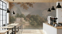 Hazy Mountain Lake Retreat Wall Mural