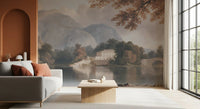 Serene Mountain Lake Estate Landscape Wall Mural