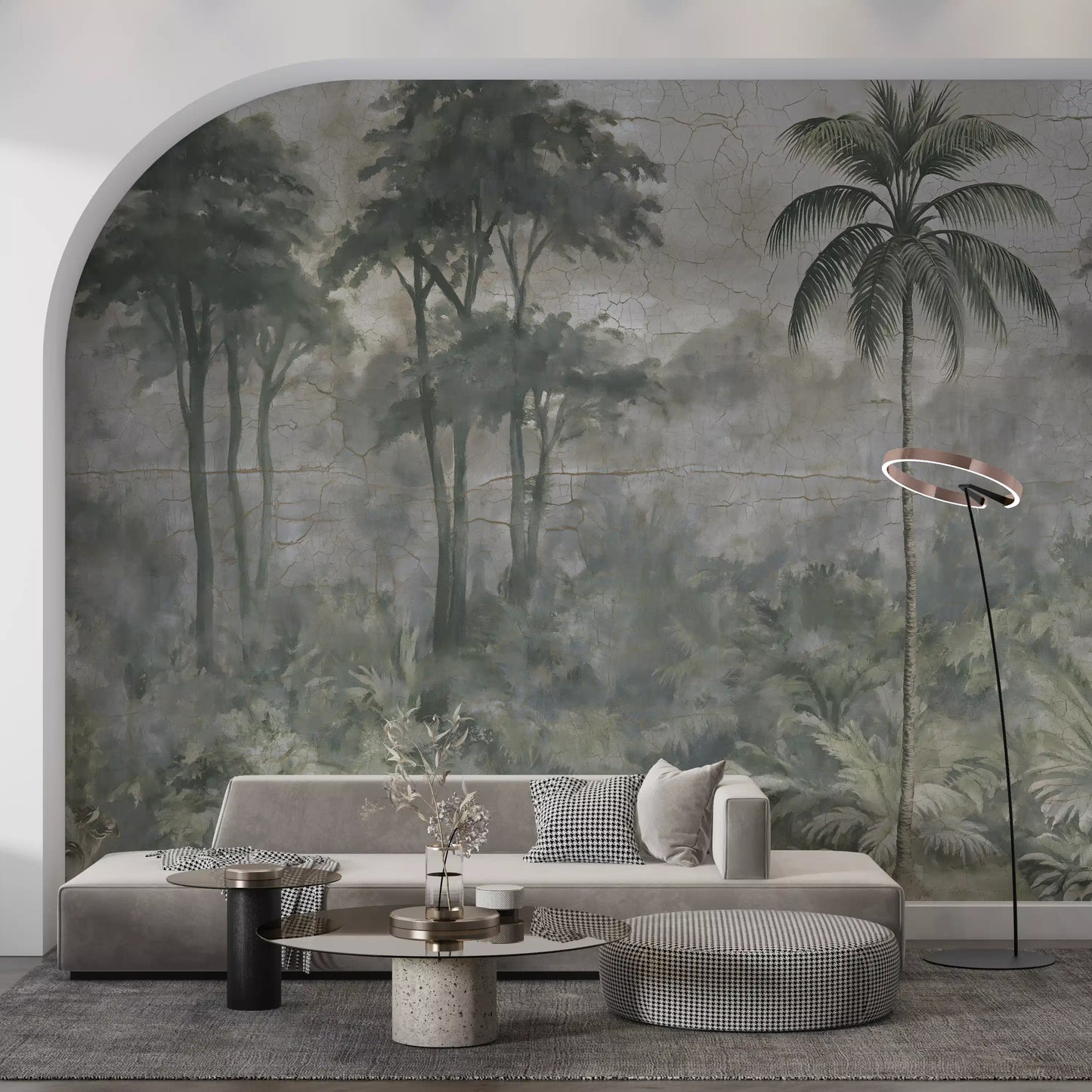 Misty River Botanical Landscape Wall Mural