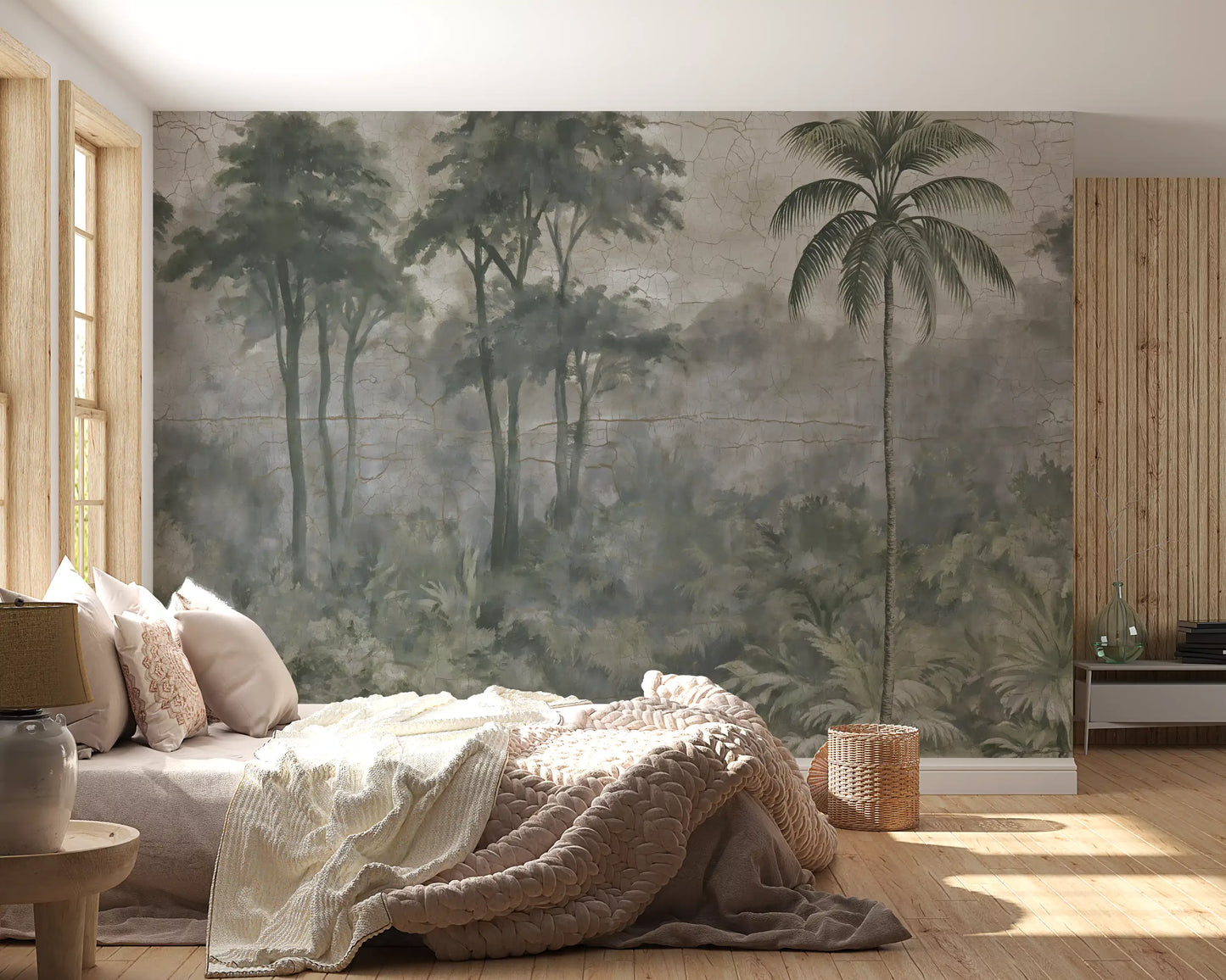 Misty River Botanical Landscape Wall Mural