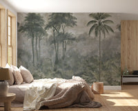 Misty River Botanical Landscape Wall Mural